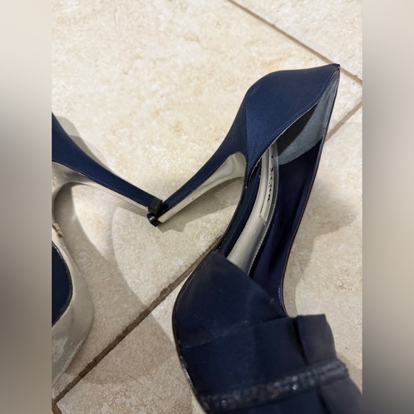 Elegant Navy Blue Peep-Toe Heels - Picture 12 of 17